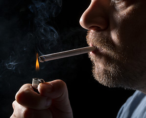 Image showing Portrait man smoking cigarette