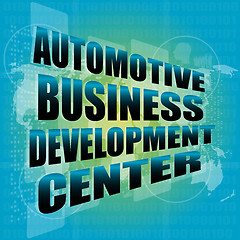Image showing business concept, automotive business development center digital touch screen interface