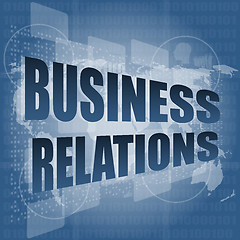 Image showing business relations interface hi technology, touch screen