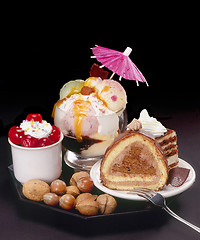 Image showing Cakes and ice-cream