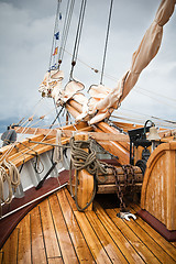 Image showing Close-up shot of rope. Taken at a shipyard. 