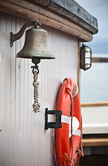 Image showing ship's Bell  on an old sailboat 