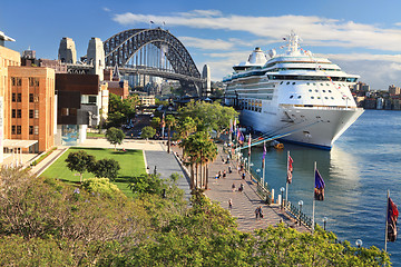 Image showing Sydney Circular Quay and Luxury Cruise Liner 