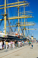 Image showing TALLINN, ESTONIA - JULY 13 - Krusenshtern standing in the dock a