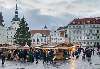 Image showing TALLINN, ESTONIA — DECEMBER 01: People enjoy Christmas market 