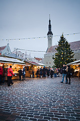 Image showing TALLINN, ESTONIA — DECEMBER 08: People enjoy Christmas market 