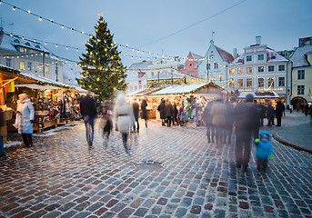 Image showing TALLINN, ESTONIA — DECEMBER 08: People enjoy Christmas market 