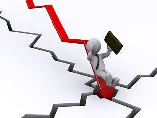 Image showing Businessman falling from graph
