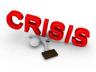 Image showing Businessman crushed by crisis word