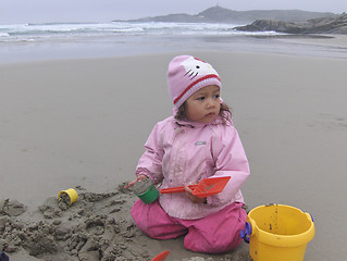 Image showing Little girl on the beach