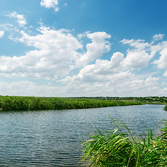 Image showing river close up to water under clouds