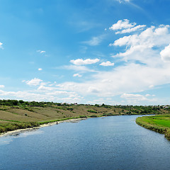 Image showing view to river and clouds in blue sky