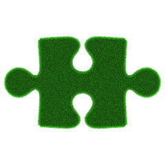 Image showing Green grass puzzle piece