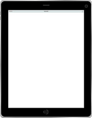 Image showing Tablet computer. Black frame tablet pc with white screen. isolated of background