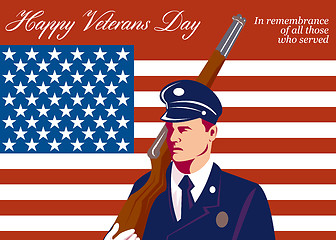 Image showing American Veterans Day Greeting Card Retro