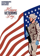 Image showing Modern American Veteran Soldier Greeting Card