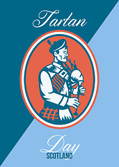 Image showing Tartan Day Scotland Bagpiper Greeting Card
