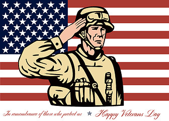 Image showing Happy Veterans Day Greeting Card Soldier Salute