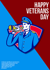 Image showing Modern Veterans Day Soldier Bugle Greeting Card