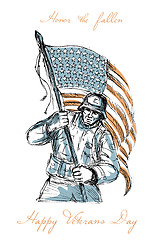 Image showing American Soldier Happy Veterans Day Greeting Card