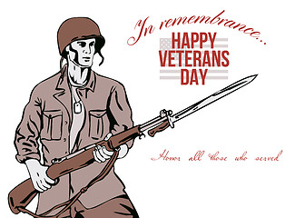 Image showing Veterans Day Greeting Card American Soldier