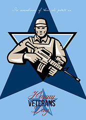 Image showing Modern Soldier Veterans Day Greeting Card Front