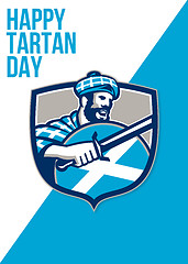 Image showing Happy Tartan Day Highlander Greeting Card