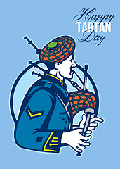 Image showing Happy Tartan Day Bagpiper Greeting Card