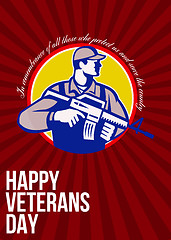 Image showing Modern Soldier Veterans Day Greeting Card Side