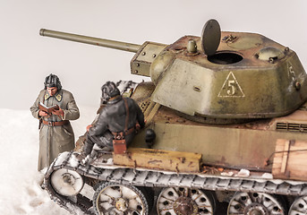 Image showing Diorama with old soviet t 34 tank