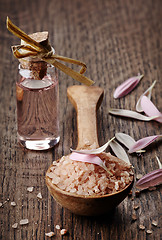 Image showing Sea salt and aroma oil