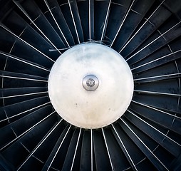 Image showing Closeup of a dark jet engine