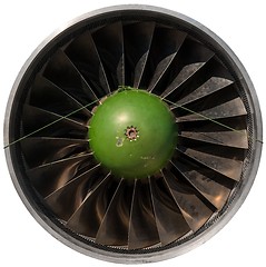 Image showing Closeup of a dark jet engine