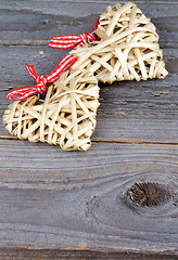 Image showing Two Wicker Hearts