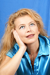 Image showing Dreamy blonde woman portrait