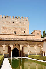 Image showing Comares Tower and Courtyard of the Myrtles in Granada