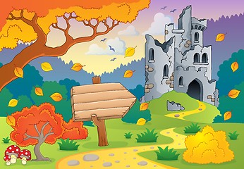 Image showing Autumn theme with castle ruins 2