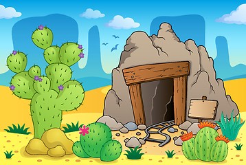 Image showing Desert with old mine theme 1