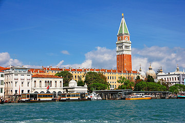 Image showing Italy. Venice. Campanile on Piazza di San Marco and water bus ( 