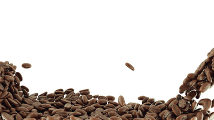 Image showing Roasted Coffee grains falling and mixing