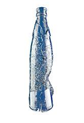 Image showing Shattered empty blue glass bottle isolated