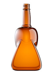 Image showing Red glass bottle for booze isolated 