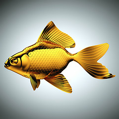 Image showing Goldfish made of gold on gray