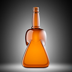 Image showing Red glass bottle for whisky or brandy