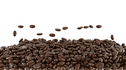 Image showing Tossed and mixed roasted coffee beans isolated