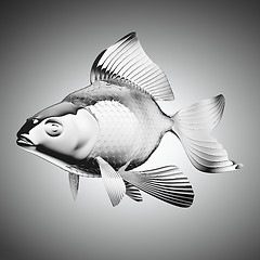 Image showing chromium-plated goldfish over grey