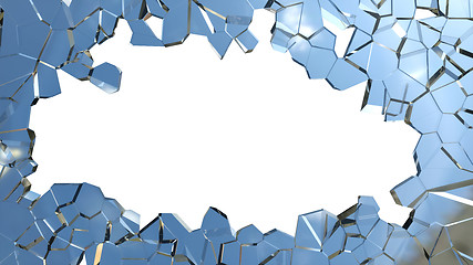 Image showing Shattered glass: sharp Pieces on black