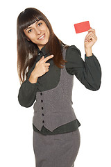 Image showing Smiling business woman holding credit card