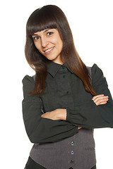Image showing Portrait of business woman with folded hands