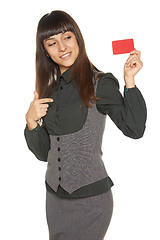 Image showing Smiling business woman holding credit card